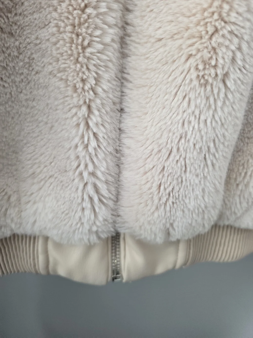 ZARA Cream Sherpa Fleece Zip Hoodie Jacket Size Large - Picture 5 of 12